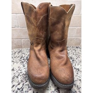 Justin Blueprint Original Workboots Mens 11 1/2EE Brown Leather Soft Toe Western